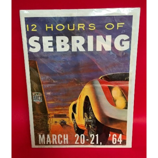 12 Hours Of Sebring 1964 March 20 - 21 Official Race Poster - Signed