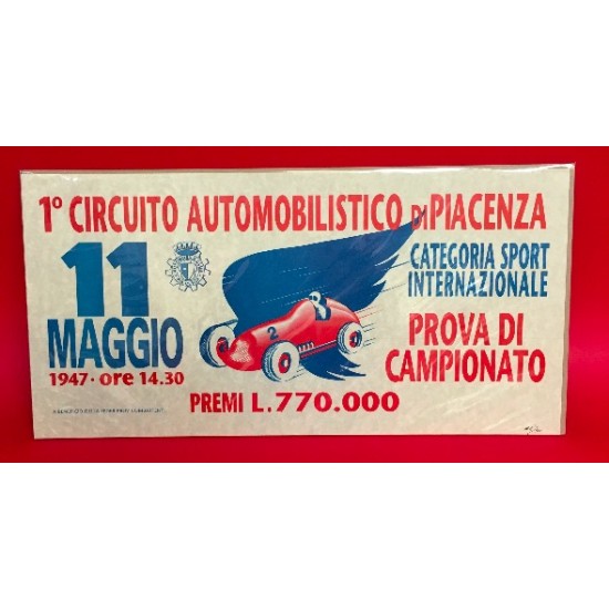 1st Circuito Automobilistico Di Piacenza Prova Di Campionato 1947 Race Poster - Limited