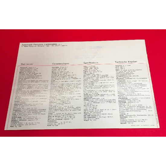 Lamborghini 400 GT 2+2 Brochure