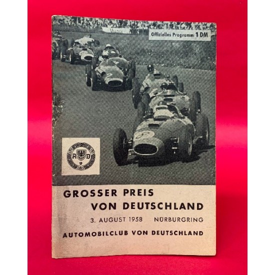 Grosser Preis Von Deutschland 3. August 1958 Nurburgring Programme