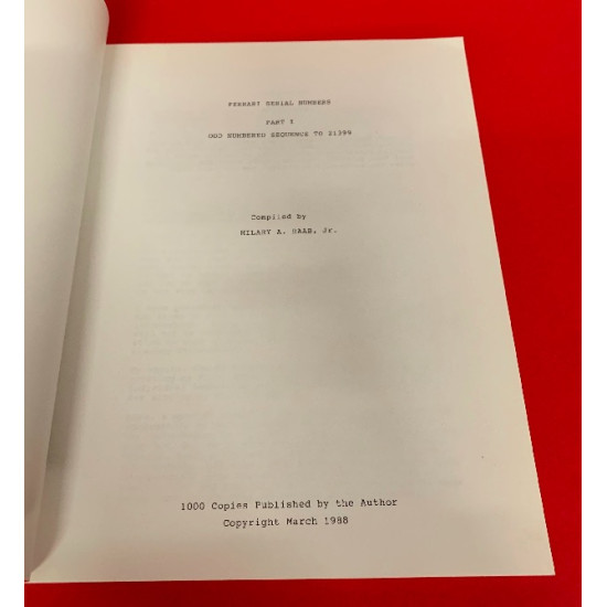 Ferrari Serial Numbers Part I - Odd Numbered Sequence to 21399