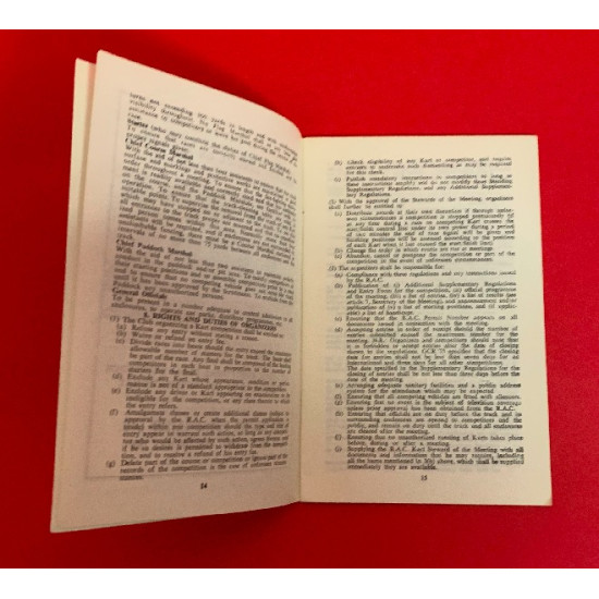 R.A.C. Kart Regulations 1973 & Fixture List