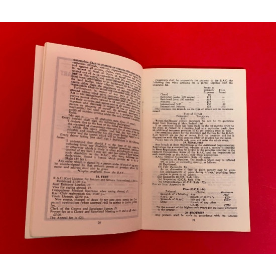 R.A.C. Kart Regulations 1973 & Fixture List