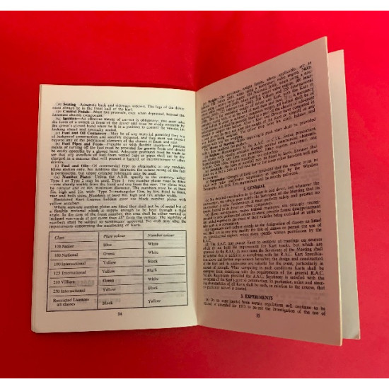 R.A.C. Kart Regulations 1973 & Fixture List