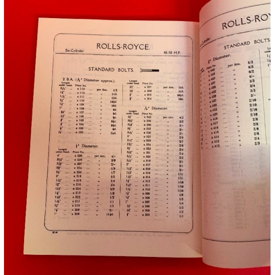 Rolls-Royce Series 1700-2600 Inclusive Catalogue of Parts - Reprint