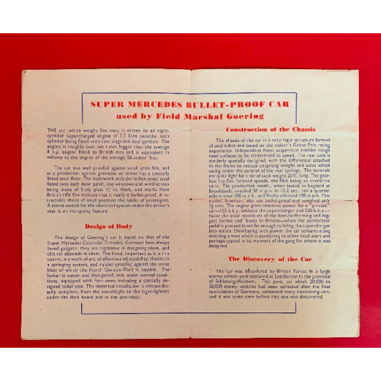 Hermann Goering's Bullet-Proof Car - Exhibition Flyer