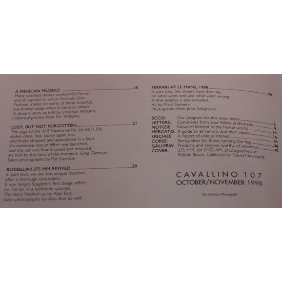 Cavallino Magazine No 107 October / November 1998