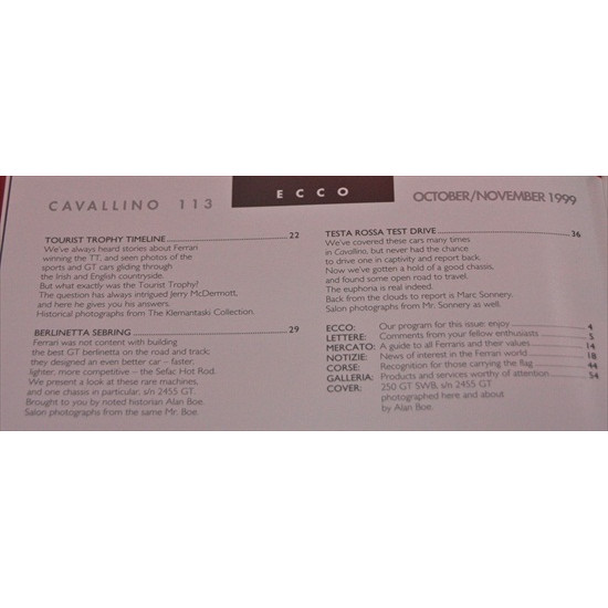 Cavallino Magazine No 113 October / November 1999 Cavallino Magazine No 113 October / November 1999