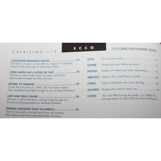 Cavallino Magazine No 119 October / November 2000 Cavallino Magazine No 119 October / November 2000