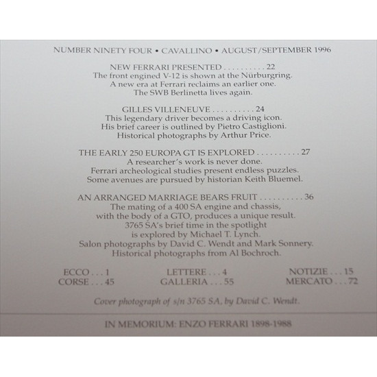 Cavallino Magazine No  94  August / September 1996