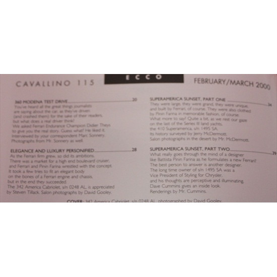 Cavallino Magazine No 115 February / March 2000 Cavallino Magazine No 115 February / March 2000