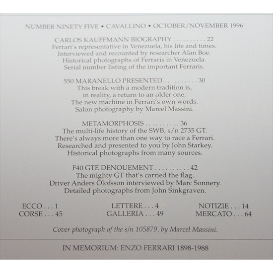 Cavallino Magazine No  95  October / November 1996