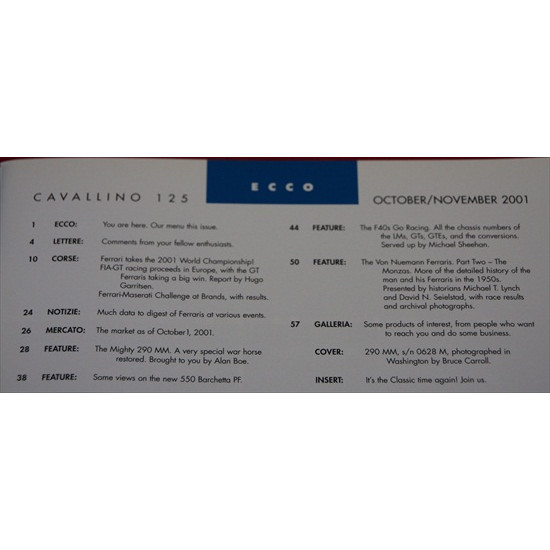 Cavallino Magazine No 125 October / November 2001 Cavallino Magazine No 125 October / November 2001