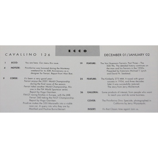 Cavallino Magazine No 126 December / January  2001/ 2002