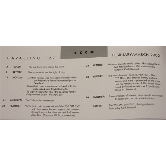 Cavallino Magazine No 127 February / March 2002 Cavallino Magazine No 127 February / March 2002