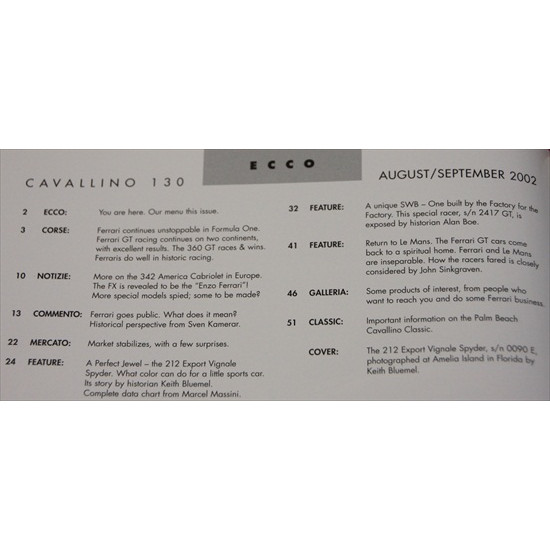 Cavallino Magazine No 130  August / September  2002