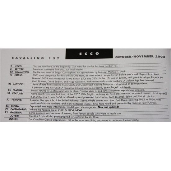 Cavallino Magazine No 137  October / November  2003