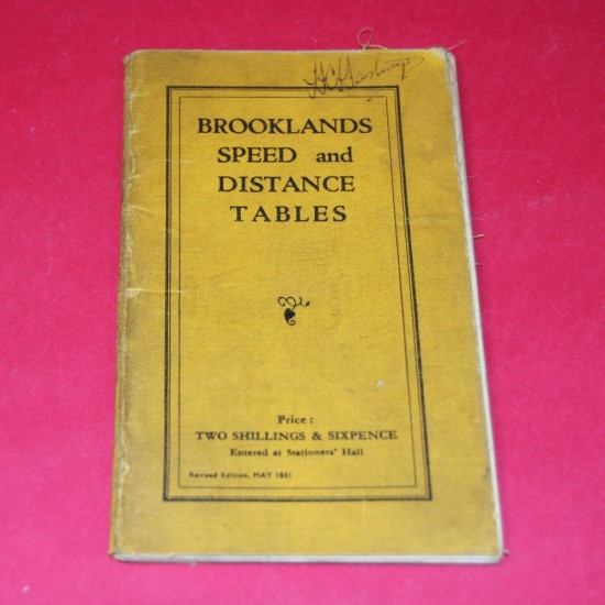 Brooklands Speed and Distance Tables
