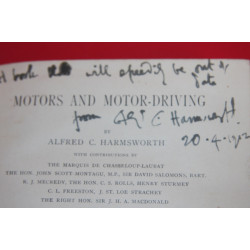 The Badminton Library of Sports and Pastimes Motors and Motor-Driving,Signed by Alfred C. Harmsworth