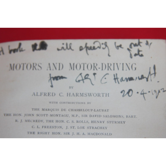 The Badminton Library of Sports and Pastimes Motors and Motor-Driving,Signed by Alfred C. Harmsworth