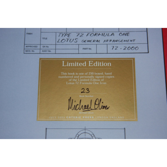 Lotus 72 Formula One Icon, Signed by Michael Oliver Lotus 72 Formula One Icon, Signed by Michael Oliver